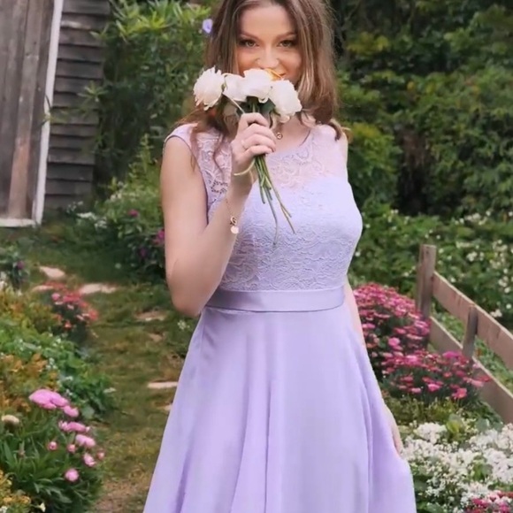 Bery Love Prom Wedding Dress Lace A Line Chiffon, Lavender Size XL - Picture 2 of 9